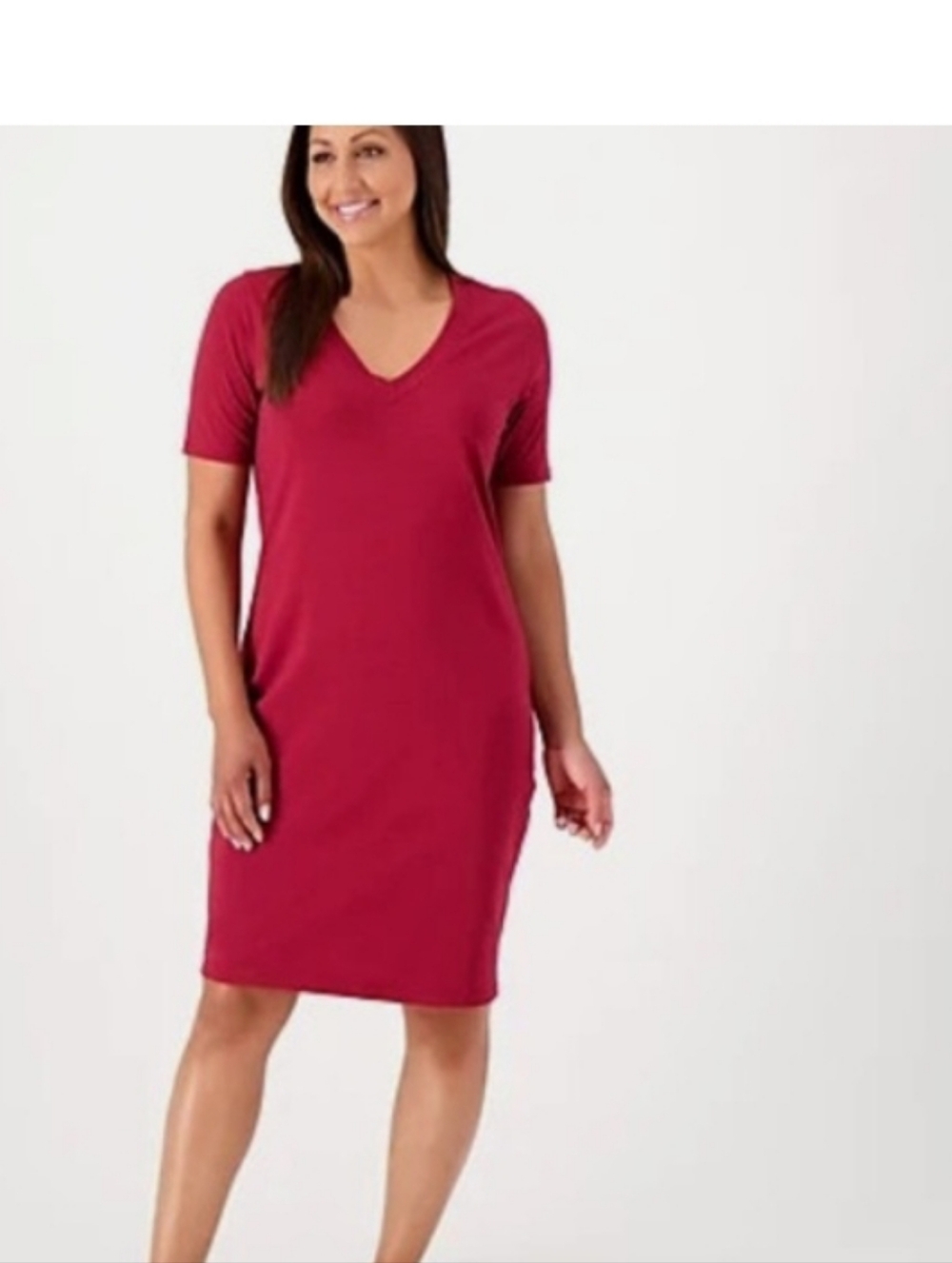 Universal Standard Women's Short Sleeve V-Neck Dress In Maroon.  Size 3SX Size 2